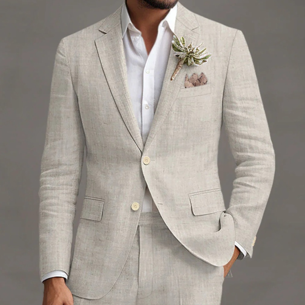 Beige Linen Suit Jacket